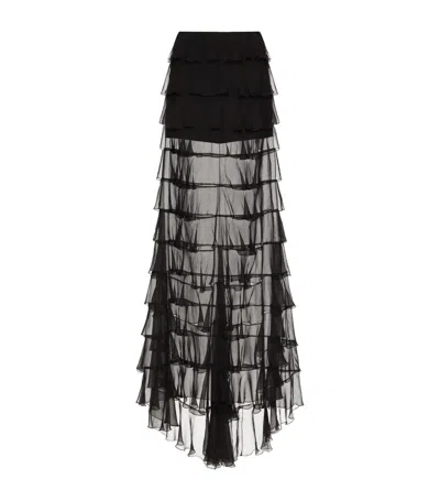 VALENTINO SILK TIERED MAXI SKIRT