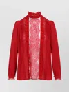 Valentino Long-sleeved Silk Top In Red