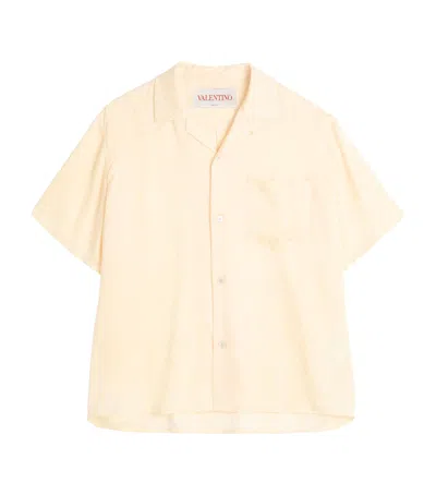 Valentino Silk Toute La V Bowling Shirt In Yellow