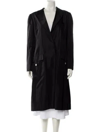 Pre-owned Valentino Silk Trench Coat In Black