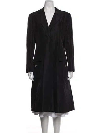 Pre-owned Valentino Silk Trench Coat In Black
