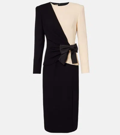 Valentino Bow Detail Long Sleeve Crepe Couture Dress In Multi