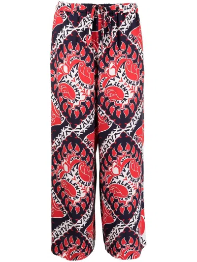 VALENTINO SILK TROUSERS FOR WOMEN IN ROSSO, AVORIO, AND NAVY FOR FW22