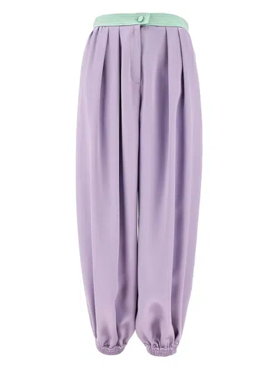 Valentino Silk Trousers In Purple