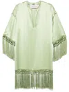 Valentino Tunic Dress In Silk Satin With Fringe