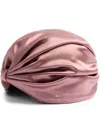 Valentino Wrap-around Silk Turban With Voluminous Effect In Beige And Gold In Pink