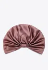 Valentino Wrap-around Silk Turban With Voluminous Effect In Beige And Gold In Pink