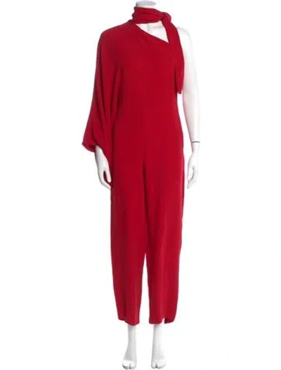 Pre-owned Valentino Silk Turtleneck Jumpsuit In Red