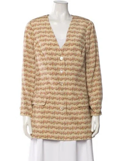 Pre-owned Valentino Silk Tweed Pattern Jacket In Multi