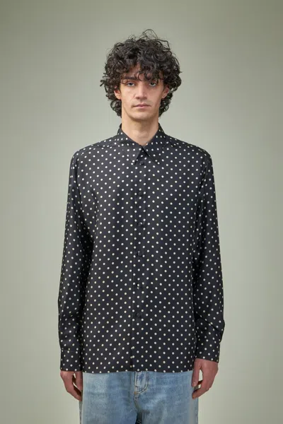 Valentino Silk Twill Shirt With Plusdepois Print In Black
