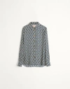 Valentino Silk Shirt In Ivory/navy