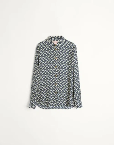 VALENTINO VALENTINO SILK TWILL SHIRT WITH TOUTE LA V PRINT