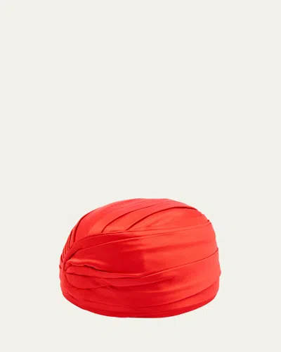 Valentino Silk V-logo Turban In Bwt Bright Orange Oro