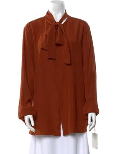 Pre-owned Valentino Silk V-neck Blouse In Brown