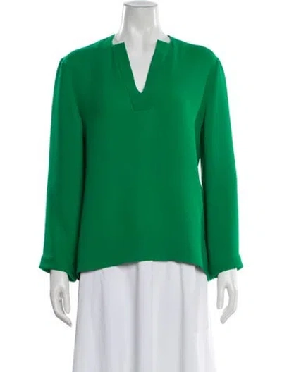 Pre-owned Valentino Silk V-neck Blouse In Green
