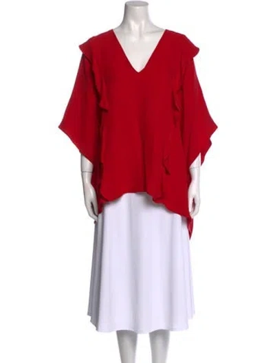 Pre-owned Valentino Silk V-neck Blouse In Red