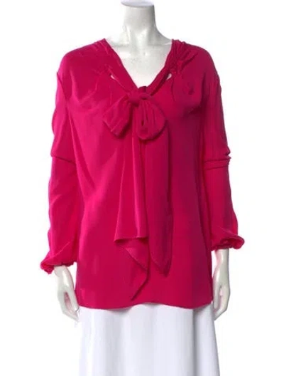 Pre-owned Valentino Silk V-neck Blouse W/ Tags In Pink