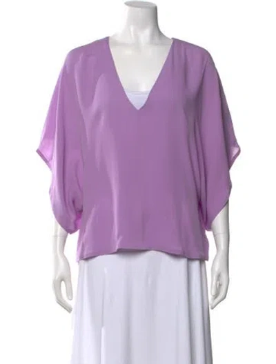 Pre-owned Valentino Silk V-neck Blouse W/ Tags In Purple