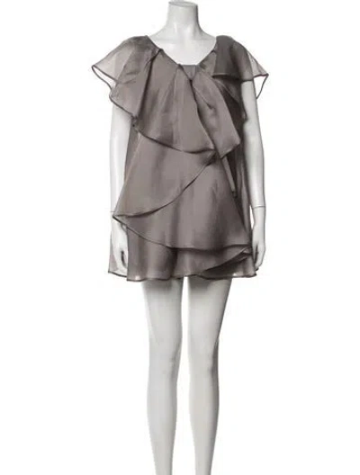 Pre-owned Valentino Silk V-neck Jumpsuit In Grey