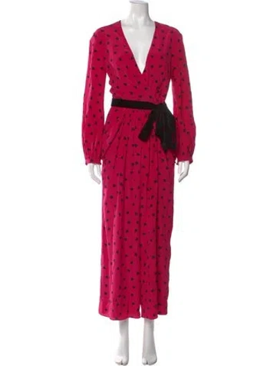 Pre-owned Valentino Silk V-neck Jumpsuit In Pink