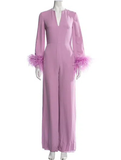 Pre-owned Valentino Silk V-neck Jumpsuit W/ Tags In Purple