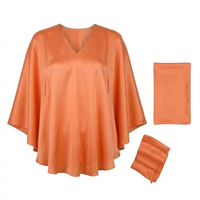 Valentino Silk V-neck Tunic In Orange