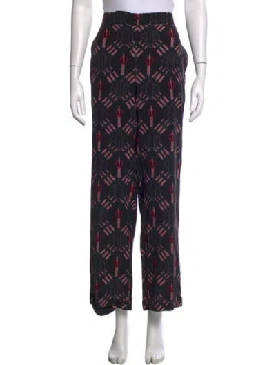 Pre-owned Valentino Silk Wide Leg Pants In Black