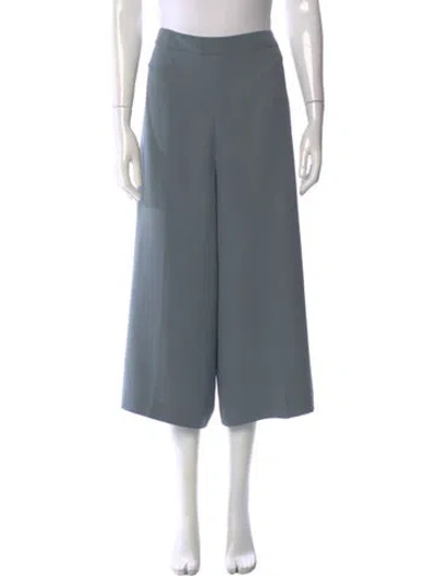 Pre-owned Valentino Silk Wide Leg Pants In Blue