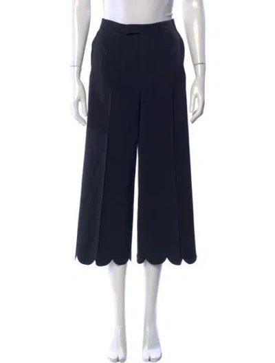 Pre-owned Valentino Silk Wide Leg Pants In Blue