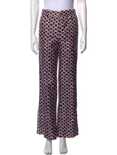 Pre-owned Valentino Silk Wide Leg Pants In Blue