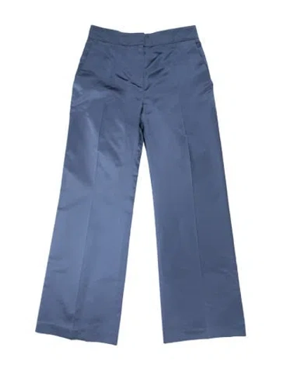 Pre-owned Valentino Silk Wide Leg Pants In Blue