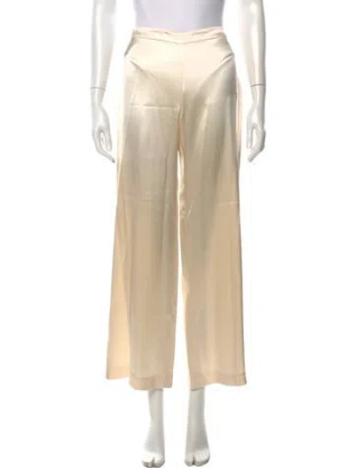 Pre-owned Valentino Silk Wide Leg Pants In Neutrals
