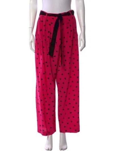 Pre-owned Valentino Silk Wide Leg Pants In Pink