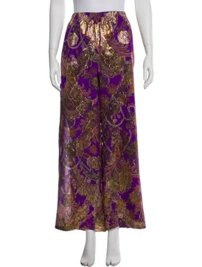 Pre-owned Valentino Silk Wide Leg Pants In Purple