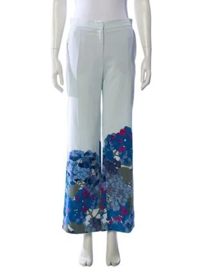Pre-owned Valentino Silk Wide Leg Pants W/ Tags In Blue