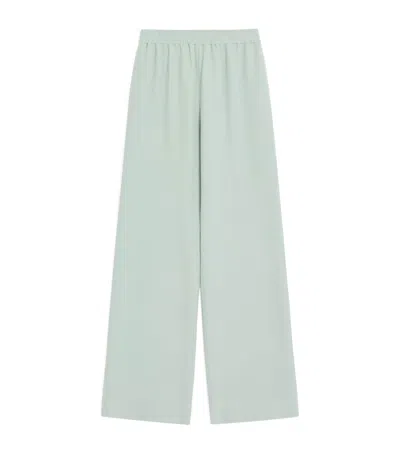 Valentino Silk Wide-leg Trousers In Blue
