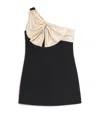 Valentino Crepe Couture Mini Dress One Shoulder Bow In Black