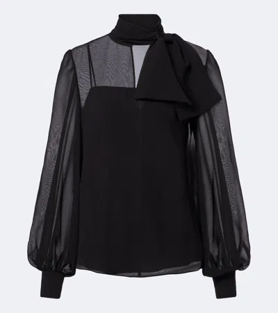 Valentino Silk-blend Chiffon Blouse In Black