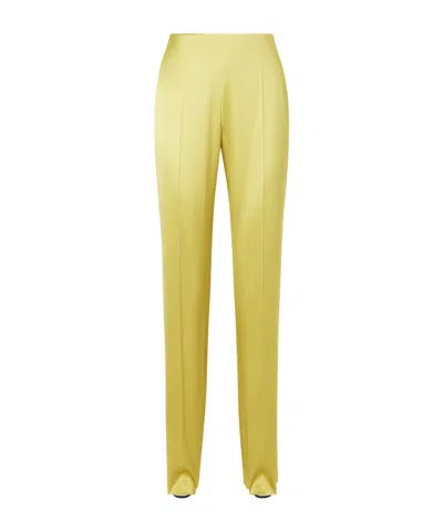 Valentino Silk-blend Duchesse Straight-leg Pants In Yellow