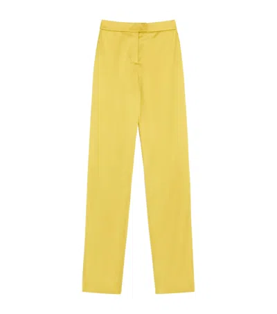 Valentino Silk-blend Straight Trousers In Yellow