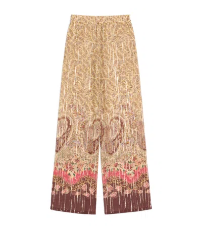 Valentino Silk-metallic Fibre Trousers In Brown