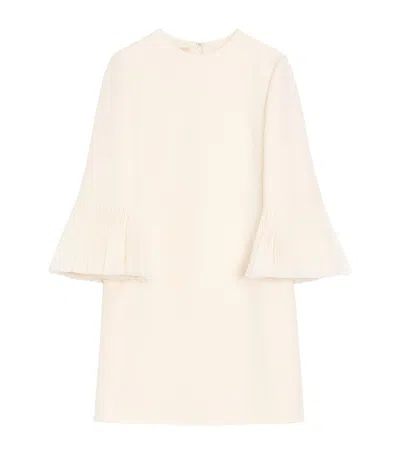 Valentino Silk-wool Ruffle Mini Dress In Ivory