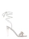 Valentino 100 Crystal Chain Sandals In Silver