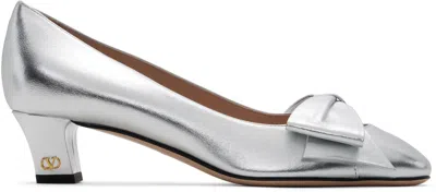 Valentino Garavani Silver Bowow Heels In S13 Silver