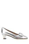 Valentino 45mm Bowow Leather Pumps In Silver