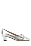 Valentino 45mm Bowow Leather Pumps In Silver