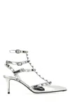 Valentino Silver Leather Rockstud Pumps In Silver