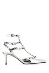 Valentino Silver Leather Rockstud Pumps In Silver