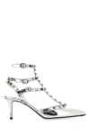 Valentino Silver Leather Rockstud Pumps In Gray