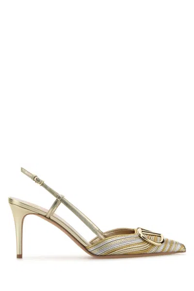Valentino Garavani Silver Signature Slingback Pumps In Multi